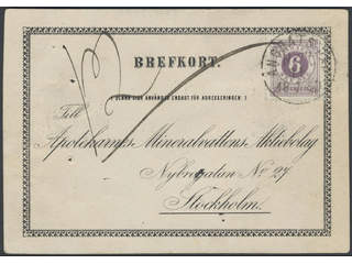 Sweden. Facit 31 used, 6 öre on superb postcard sent from ÅNGBÅTS PXP No 77 11.7.1880, …