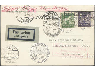 Sweden. Facit 143A, 145A cover , Airmail printed matter to Italy, sent …