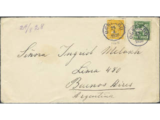 Sweden. Facit 157, 143A on cover, 5+35 öre on cover sent from OCKELBO 25.8.28 to …
