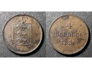 Guernsey William IV (1830-1837) 4 doubles 1830, AU, litet kanthack