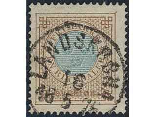 Sweden. Facit 27d used , 1 Riksdaler orange-brown/blue. Beautiful copy cancelled …
