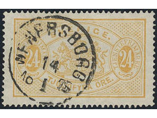 Sweden. Official Facit Tj7 used, 24 öre yellow, perf 14. Superb cancellation WENERSBORG …