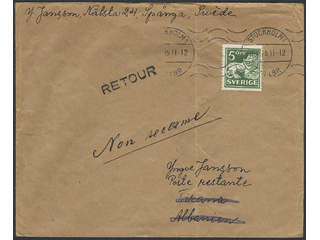 Sweden. Facit 143E on cover, 5 öre on printed matter envelope sent from STOCKHOLM 1 …
