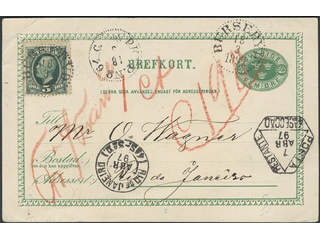 Sweden. Postal stationery, Single postcard, Facit bKe7, 52, Postcard 5 öre additionally …