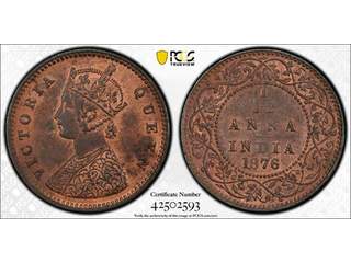 Indien (GB) Queen Victoria (1837-1901) 1/12 anna 1876 Calcutta, UNC, PCGS MS64 RB