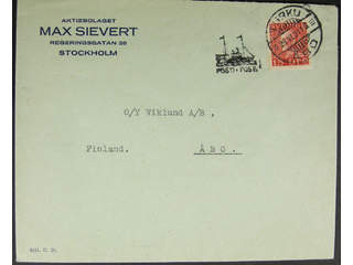 Sweden. FINLAND. Finnish steam ship silhouette cancellationa and TURKU ÅBO 28.VI.31 on …