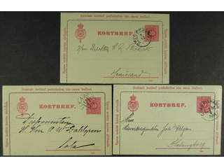 Sweden. Postal stationery, letter card Facit kB8 , Letter card 10 öre with edges, three …