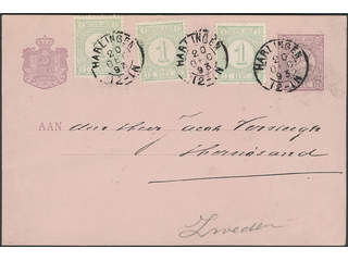 Sweden. Facit 31. Incoming stamped mail. Netherlands. 3x1 c on postcard 2½ c sent from …