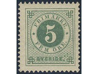 Sweden. Facit 30i ★, 5 öre bluish dark-green on calendered paper. Superb. Opinion …
