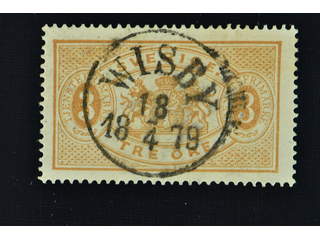 Sweden. Official Facit Tj1d used , 3 öre yellowish brown, perf 14. Beautiful example …