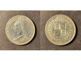 Great Britain Queen Victoria (1837-1901) 1/2 crown 1887, AU/UNC lightly cleaned