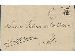 Sweden. Foreign-related cover. Finland. Cover sent from STOCKHOLM 25.6.1839 to Åbo, "via …
