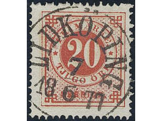 Sweden, Sverige, Sverige, Sverige. Facit 23b used, 20/20 öre red on pale orange. …