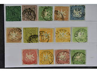 Germany Württemberg. Used 1851–1865. All different, e.g. Mi 3-4, 8, 28, 32-33. Mostly …
