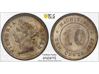 Mauritius Queen Victoria (1837-1901) 10 cents 1897, UNC, PCGS MS64