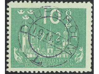 Sweden. Facit 197cx used , 10 öre green, with watermark lines. EXCELLENT cancellation …