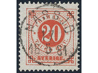 Sweden, Sverige, Sverige, Sverige. Facit 33c used, 20 öre bright orange-red. EXCELLENT …