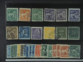 Sweden. Used 1920-36. Small coilstamps. All different, e.g. F 140Ccx, 141bz, 144Ccx, …