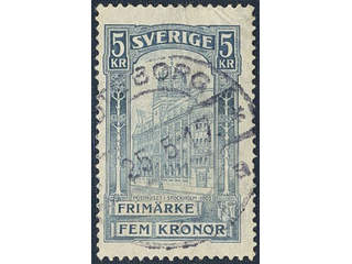 Sweden. Facit 65vm1 used , 1903 General Post Office 5 Kr blue, inverted wmk. Lightly …