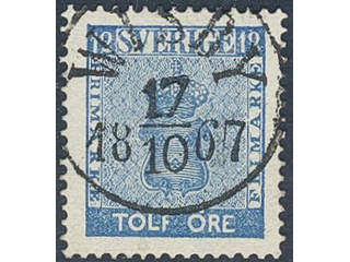 Sweden. Facit 9c3 used , 12 öre blue, perforation of 1865. EXCELLENT cancellation WISBY …