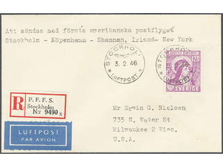 Sweden. Facit 336 cover , 1941 St Bridget 120 öre rose-lilac. Registered air mail cover …