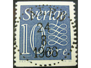 Sweden. Facit 395A2 used , 1961 New Numeral Type, type II 10 öre ultramarine blue. …