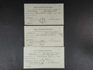 Sweden. Postal document. Blankett n:r 139, b. (Oktober 1893.), six receipts for money …