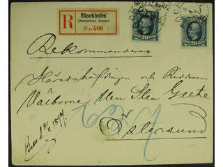 Sweden. Facit 56 cover , 2x20 öre on registered cover sent from STOCKHOLM 4.4.97 to …