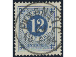 Sweden, Sverige, Sverige, Sverige. Facit 32g used, 12 öre dark blue–light blue on soft …
