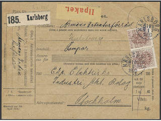 Sweden. Official Facit Tj52 on cover, 2x30 öre on address card for urgent parcel, sent …