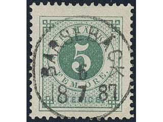 Sweden, Sverige, Sverige, Sverige. Facit 43b used, 5 öre dark green, clean distinct …