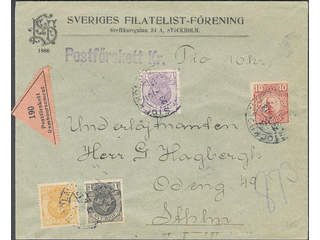 Sweden. Facit 71, 72, 74, 82 cover , 1+2+4+10 öre on local cash on delivery printed …