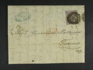 Britain. Michel 25 cover , 1865 Queen Victoria new types, large white letters 6 d lilac, …