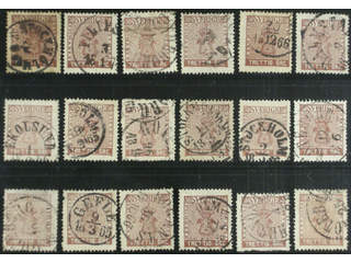 Sweden. Facit 11 used , 30 öre brown, eighteen used copies. Shades, varieties, …