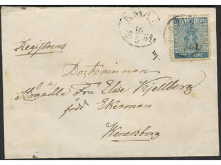 Sweden. Facit 9g on cover, 12 öre green-blue on recorded cover sent from ÅMÅL 16.5.1861 …