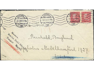 Sweden. Facit 176A on cover, 2×15 öre on cover sent from ÖREBRO 1 LBR 5.3.27 to …