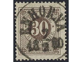 Sweden. Facit 35d used , 30 öre dark brown. EXCELLENT cancellation ENHÖRNA 7.2.1880.