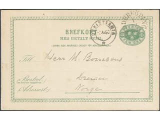 Sweden. Postal stationery, Double postcard, Facit bKd8, Reply-paid postcard 5+5 öre sent …