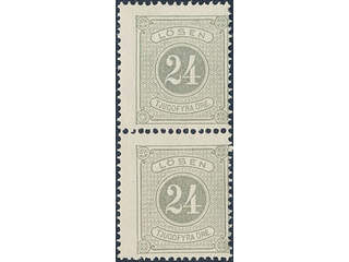 Sweden. Postage due Facit L7c ★ , 24 öre olive-grey, perf 14, pair. SEK 1300