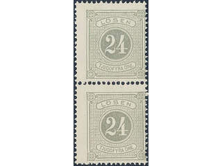 Sweden. Postage due Facit L7c ★ , 24 öre olive-grey, perf 14, pair. SEK 1300