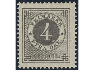 Sweden. Facit 42d ★★, 4 öre grey-black. Superb. Cerificate HOW 4,4,5 (2005). Shade …