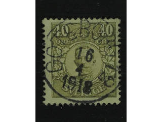 Sweden. Facit 90 used , 40 öre olive. EXCELLENT cancellation GÖTEBORG 12 16.4.1918.