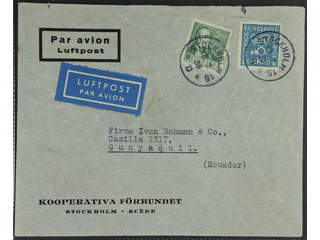 Sweden. Facit 167, 318A on cover, 5+90 öre on air mail cover sent from STOCKHOLM 15 …