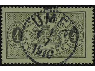 Sweden. Official Facit Tj13B used , 4 öre black perf 13. EXCELLENT cancellation UMEÅ …
