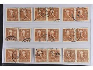 Sweden. Facit 321BB/BC/CB used , 1939 Royal Academy of Sciences 15 öre brown, pair 3+4 …