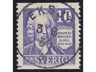 Sweden. Facit 259A used , 1938 Emanuel Swedenborg 10 öre violet vertical perf with …