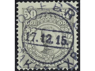 Sweden. Facit 91a used , 50 öre without wmk, grey. EXCELLENT cancellation ÖREBRO 17.12.15.