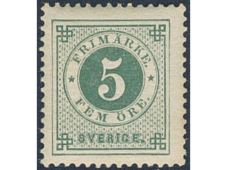 Sweden. Facit 43 ★★ , 5 öre green. SEK 1500