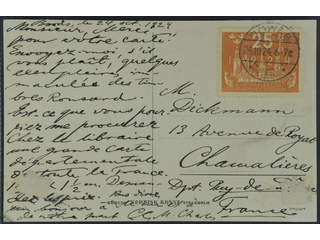 Sweden. Facit 200 cover , 25 öre on postcard sent from BORÅS 24.10.24 to France.