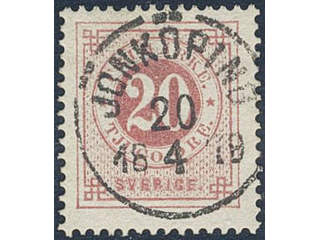 Sweden. Facit 33a used , 20 öre carminish red - dull red. EXCELLENT cancellation …